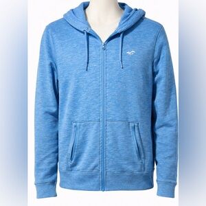 Hollister Men's Zip-Up Hoodie in Blue